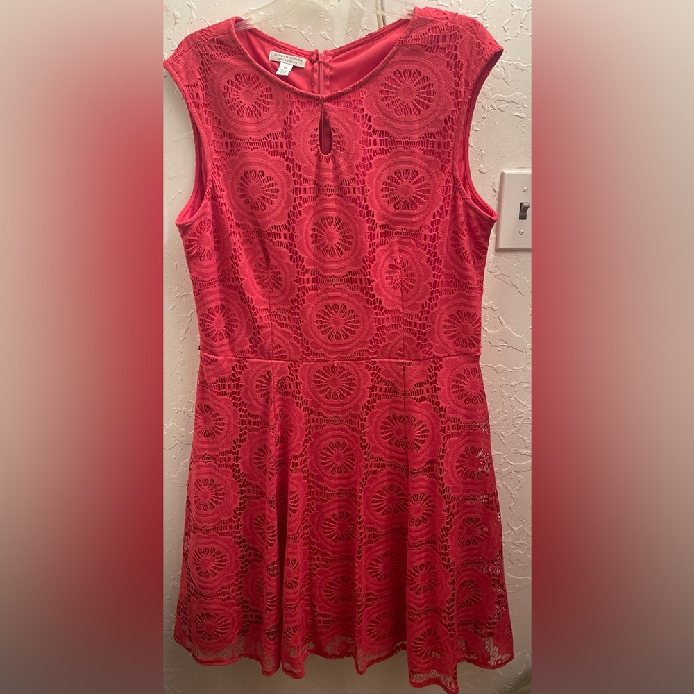 Fuchsia eyelet lace plus size dress